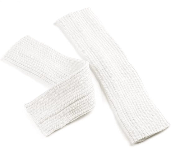 Calzettoni termici a due pezzi - Calze in lana a maglia - Cuffie elastiche - 40 cm - Adatti per autunno/inverno - Nero/ Bianco - Calzettoni per gambe