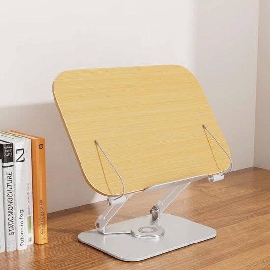 Stand per Libri con Base Rotativa e Clip per Pagine - Supporto Pieghevole per Libri di Cucina, Partiture Musicali e Tablet