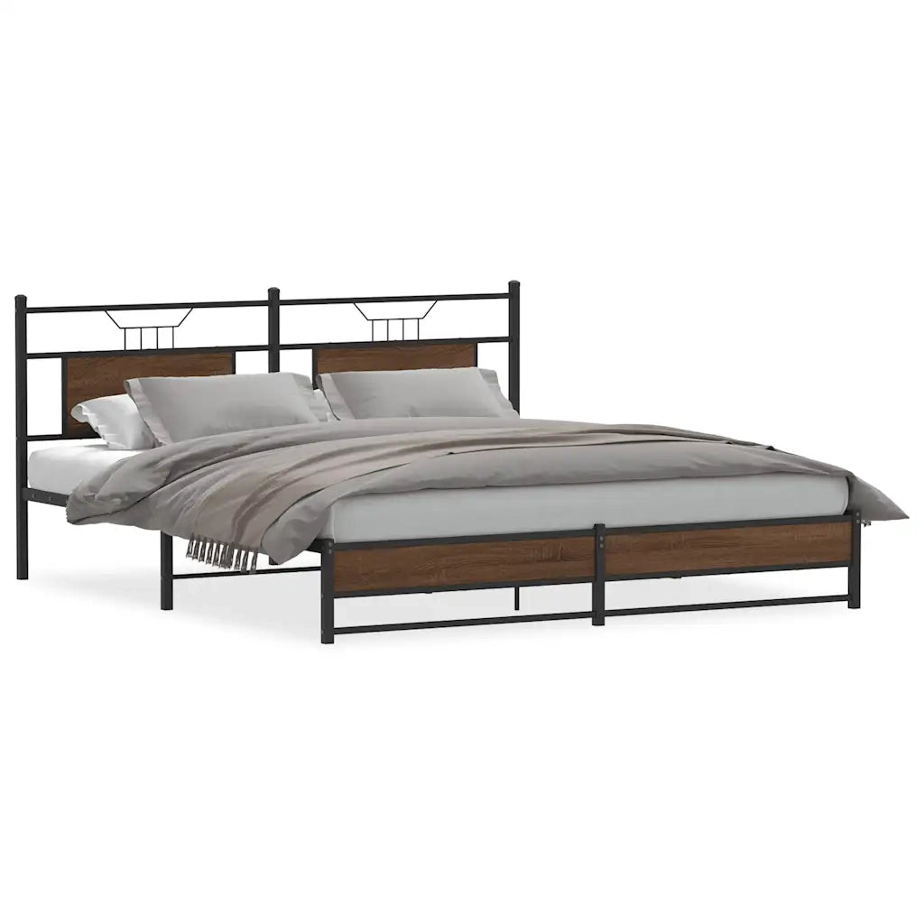 Giroletto senza Materaso in Metallo Rovere Marrone 183x213 cm