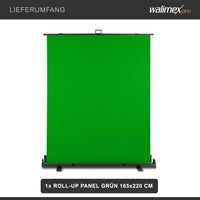 Fondale fotografico a rullo verde 165 x 220 cm, sfondo avvolgibile con supporto, sistema per studi fotografici, pannello ingualcibile ideale per chroma key