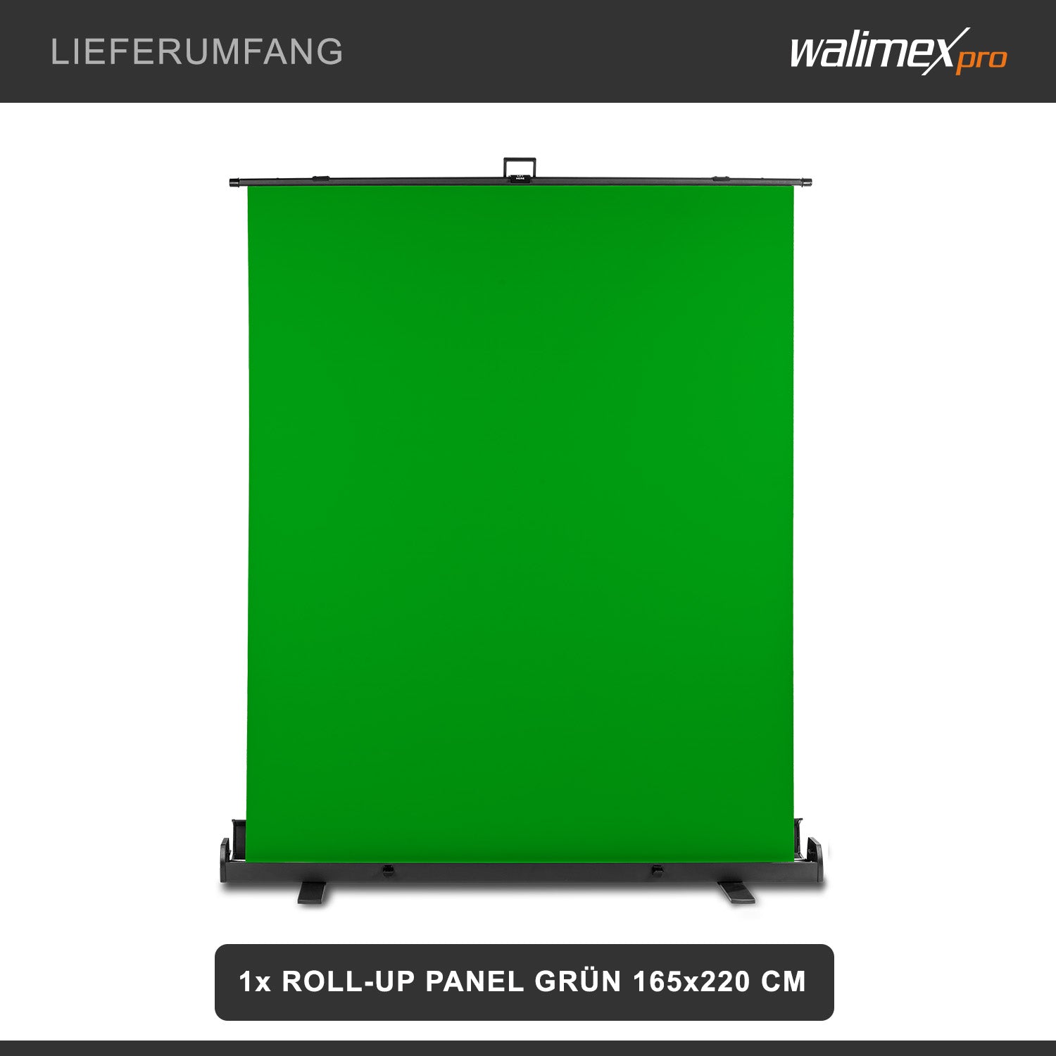 Fondale fotografico a rullo verde 165 x 220 cm, sfondo avvolgibile con supporto, sistema per studi fotografici, pannello ingualcibile ideale per chroma key