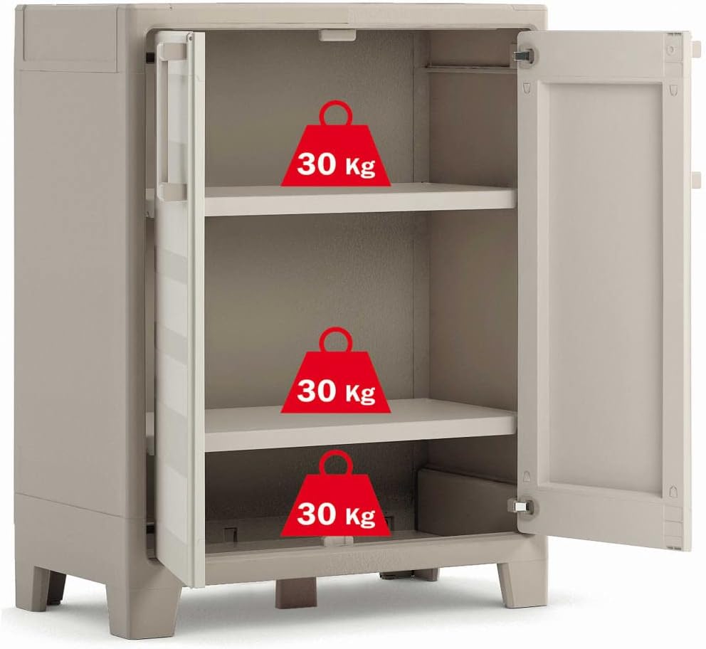 Armadio 2 Ripiani 80x44x100 cm Keter Gulliver Basso XL Sabbia e Beige