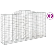 Set di 9 gabbioni ad arco per recinzione gabbia o muro di contenimento 300 x 50 x 160/180 cm ferro zincato argento 02_0041284