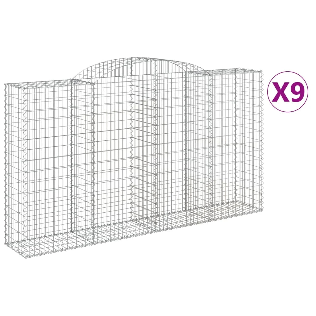 Set di 9 gabbioni ad arco per recinzione gabbia o muro di contenimento 300 x 50 x 160/180 cm ferro zincato argento 02_0041284