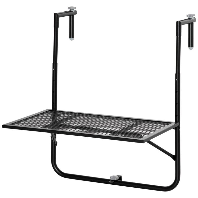 TAVOLO DA RINGHIERA PIEGHEVOLE E REGOLABILE IN METALLO 60X60X57-72 CM NERO