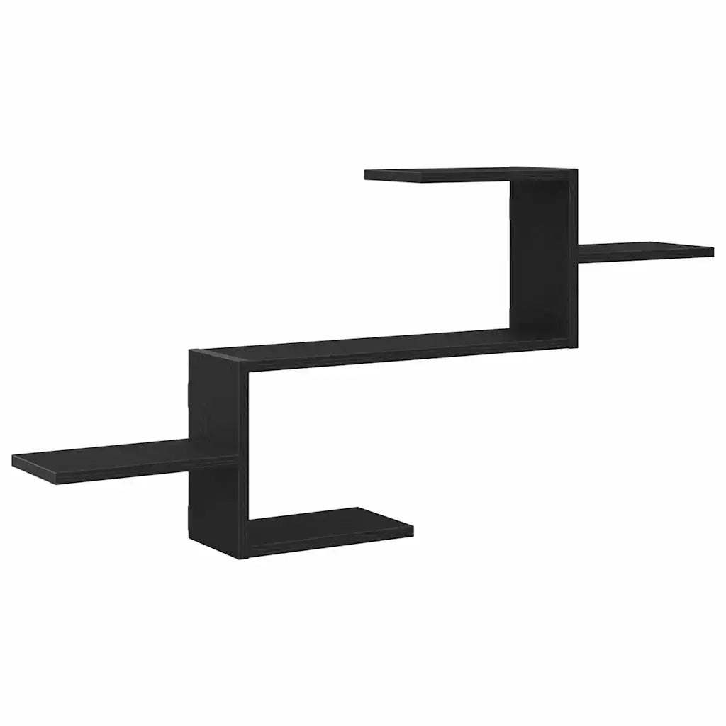 Scaffale a Parete Rovere Nero 104x15x49 cm in Truciolato