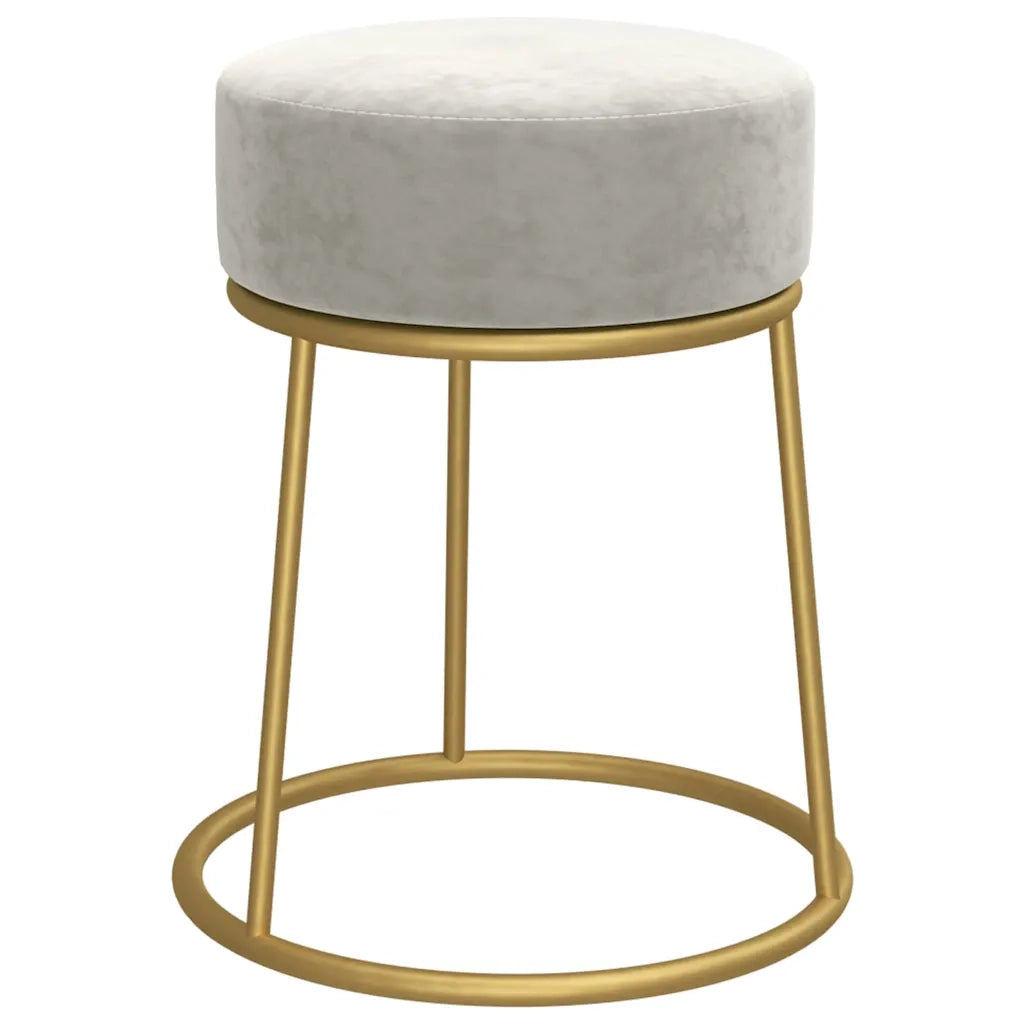 Sgabello Rotondo Grigio Chiaro in Velluto CFW1624142