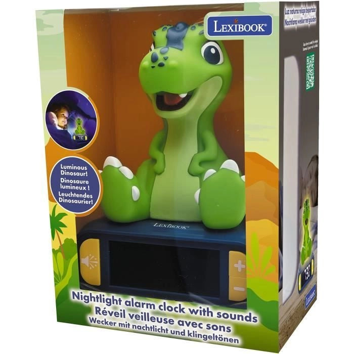Risveglio digitale con luce dinosauro leggera in 3D ed effetti sonori