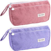 Set di 2 borselli in corduroy, grande borsello a doppia tasca con chiusura a zip e borsello estetico con grande capacità per ragazze, scuola, ufficio, viaggio, borselli rosa e viola