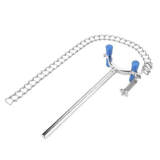 Fermo catena adattabile in acciaio inossidabile per laboratorio - Idoneo per bicchieri da laboratorio da 80-150 mm - Utilizzo duraturo in laboratorio - Fermo catena per laboratorio