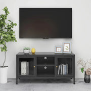 Mobile TV-Credenza TV-Console TV Antracite 105x35x52 cm in Acciaio e Vetro