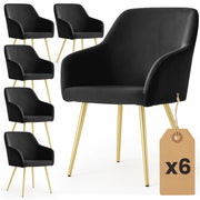 Set di 6 Sedie in velluto liscio ESTELLE Nero gambe oro