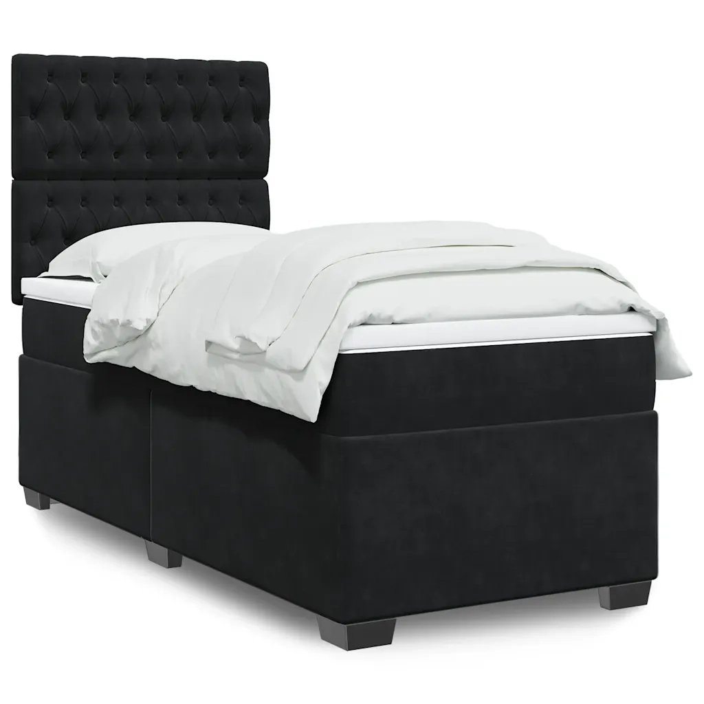 Giroletto a Molle con Materasso Nero 80x200 cm in Velluto 3293070