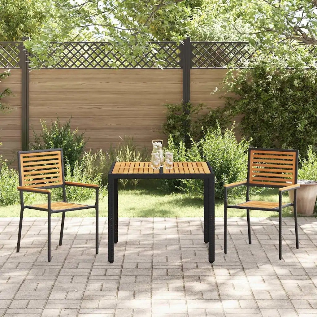 Set da Pranzo per Giardino 3 pz | Set Salotto da Giardino Nero e Marrone polyrattan