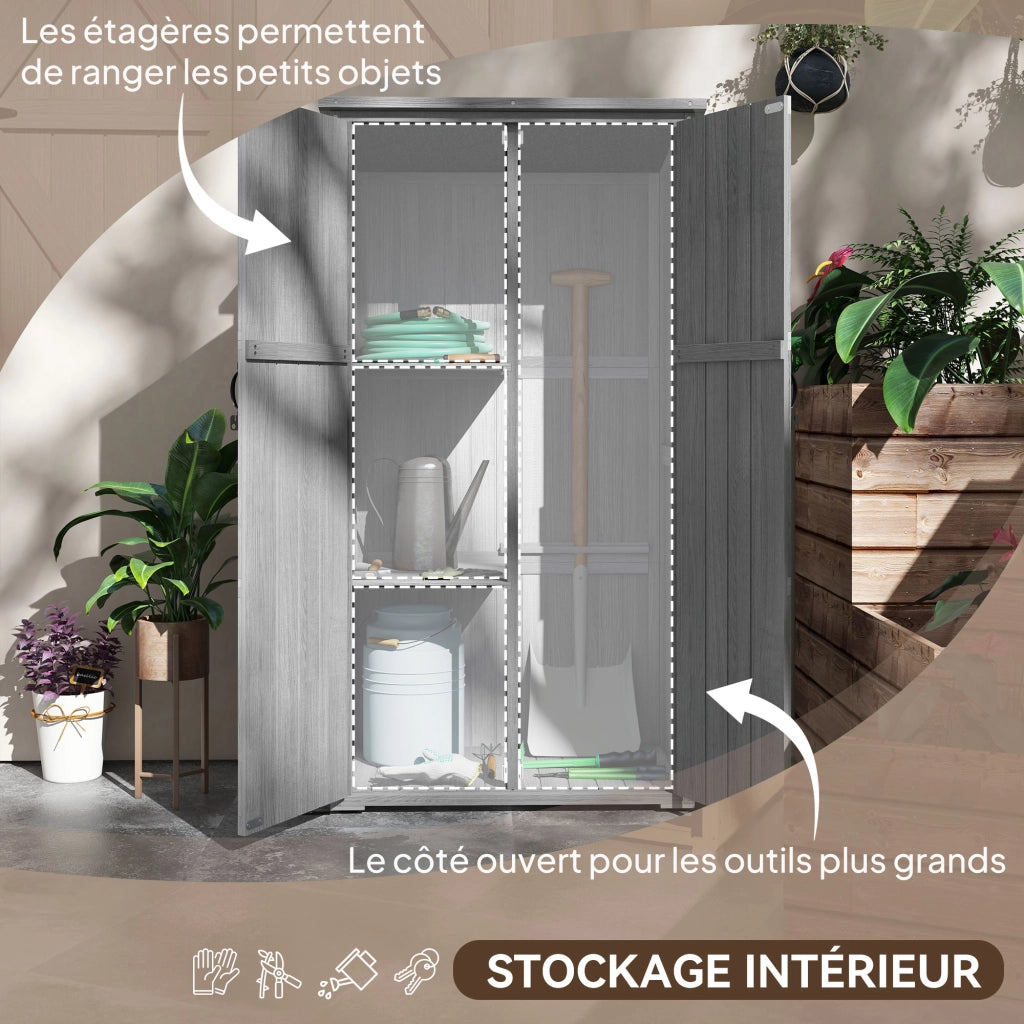 Casetta da Giardino ¨C Zephmum ¨C Legno Massello, 90x54.5x168.5 cm, Grigio