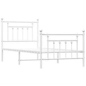 Giroletto con Testiera e Pediera Metallo Bianco 90x200 cm 353597