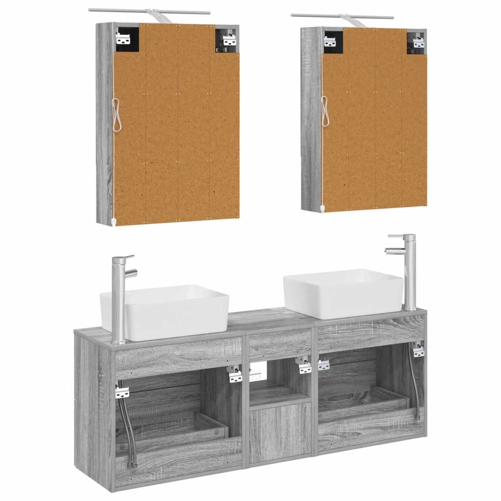 Set di mobili per il bagno 5 pcs Sonoma grigio 3406844