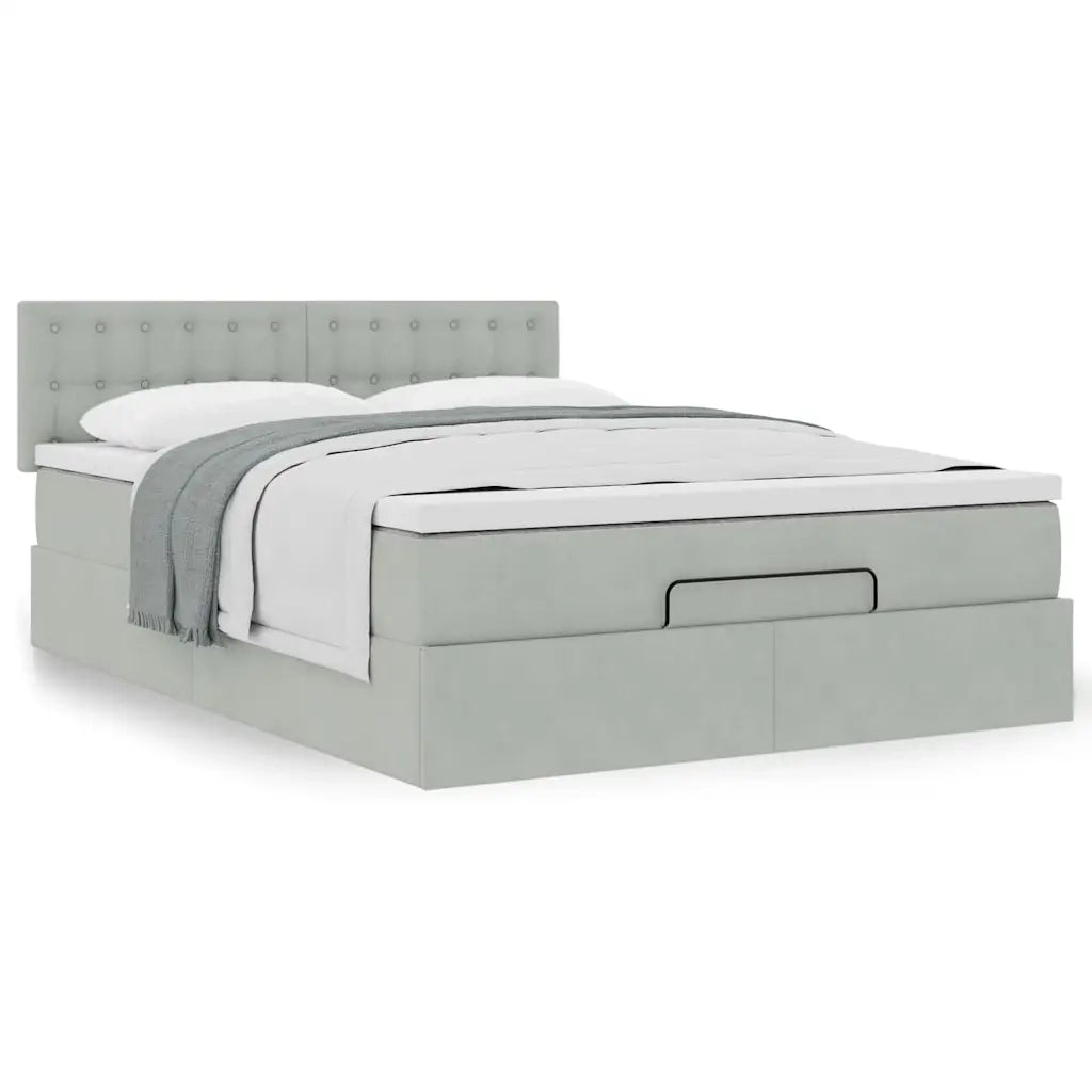Struttura Letto Pouf con Materasso 140x190 cm Velluto 3311915