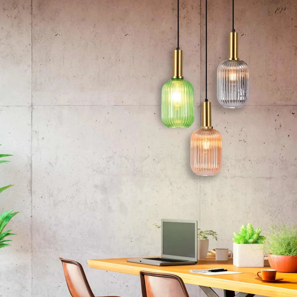 LÚZETE - SOSPENSIONE 1 LUCE ABAT-JOUR FUMÉ SPECCHIATO E27 SHELBY