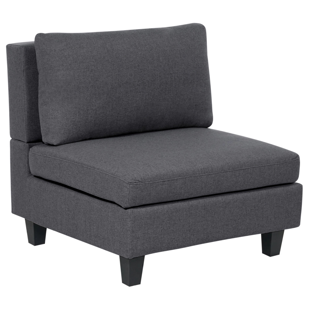 Poltrona imbottita in tessuto grigio scuro a 1 posto sezione modulare stile moderno scandinavo soggiorno