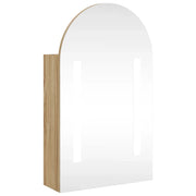 Armadietto Bagno con Specchio e LED-Mobiletto a specchio ad Arco Rovere 42x13x70 cm