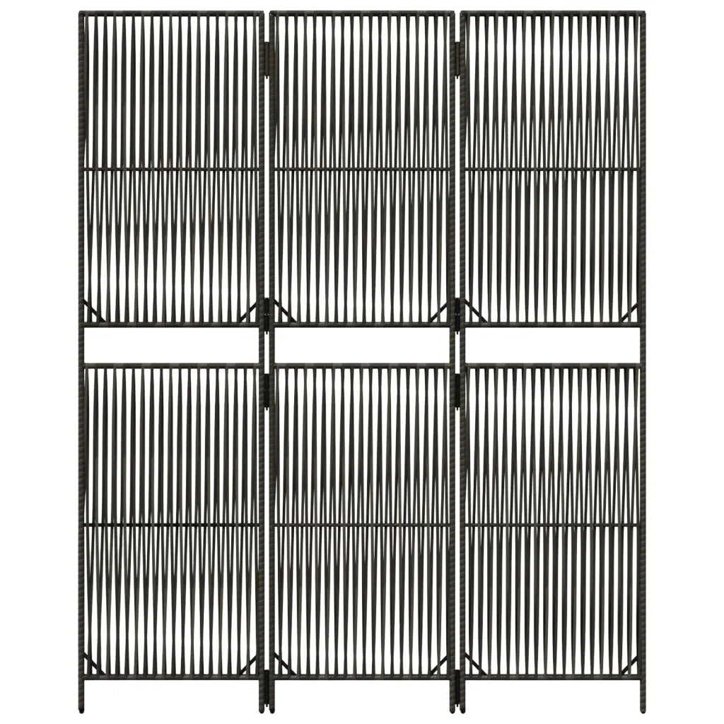 Divisorio per Ambienti | Divider per stanze | Paravento a 3 Pannelli Grigio in Polyrattan