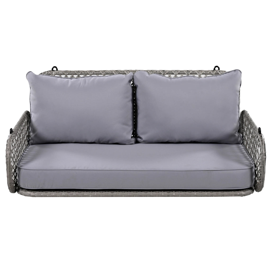 Dondolo da Giardino Doppio in Polyrattan con Cuscini ¨C MINIMAL ¨C Grigio, 2 Posti, 320 kg