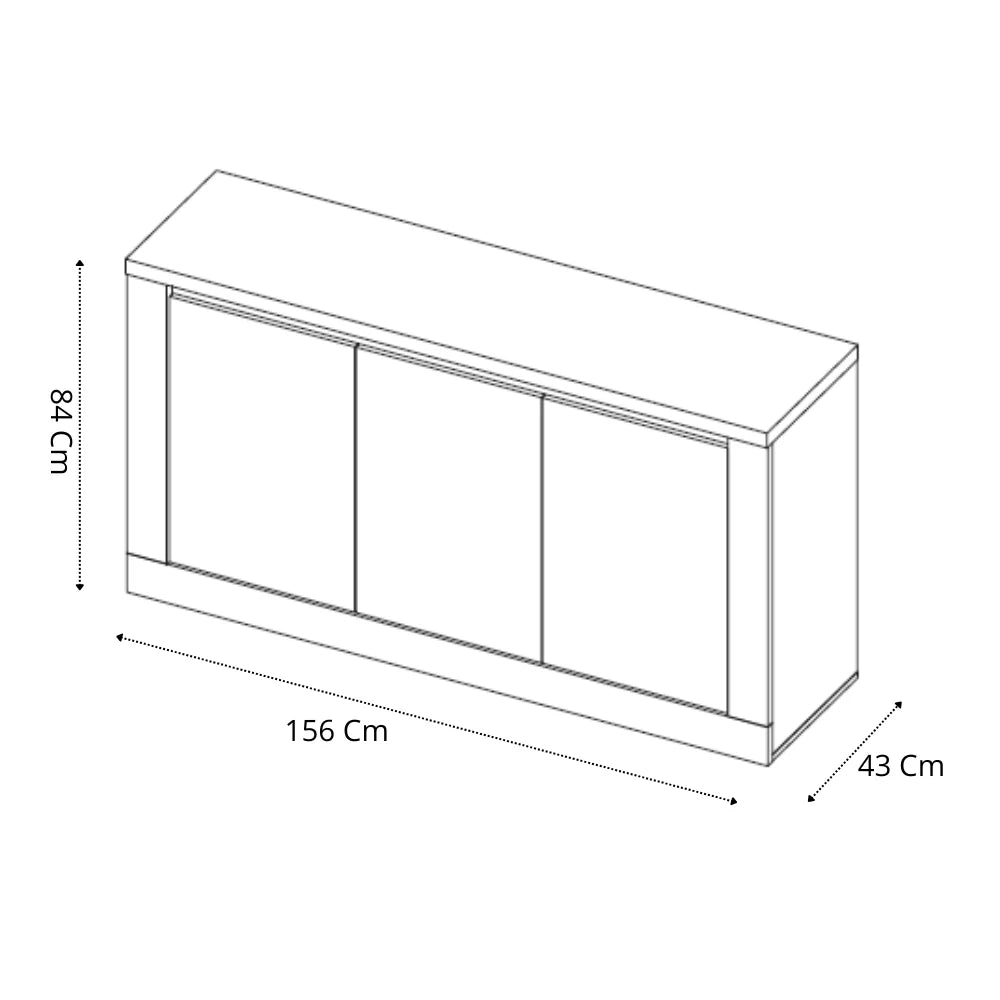 Madia 3 ante Bianco/Cadiz Linea ISCHIA L 156 x H 84 x P 43, realizzato in legno 100% MADE IN ITALY, design moderno per cucina, sala da pranzo, soggiorno