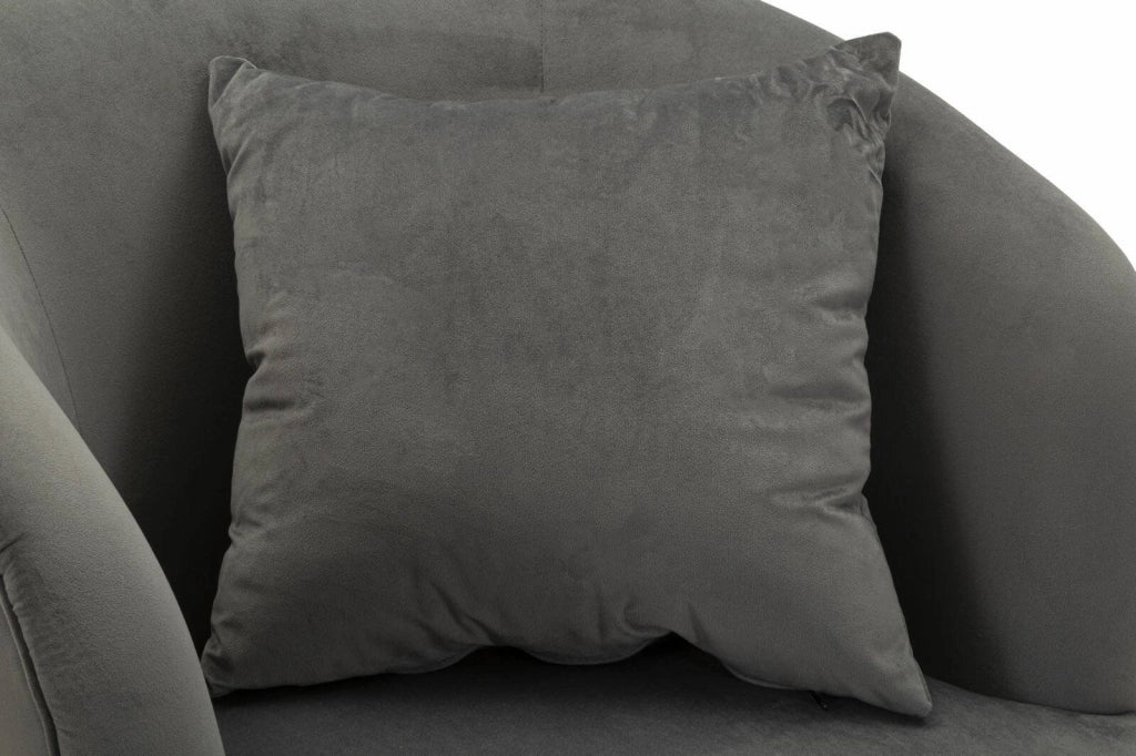 Poltrona Landi, Seduta imbottita, Divano singolo da salotto, Sedia con braccioli, 73x66 h78 cm, Grigio e Argento