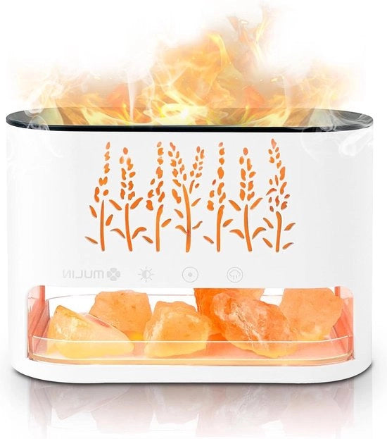 Diffusore di olii essenziali 2 in 1 con lampada di sale Himalaya naturale - umidificatore con 7 colori - silenzioso, spegnimento automatico - per ufficio, spa, camera da letto - umidificatore bianco