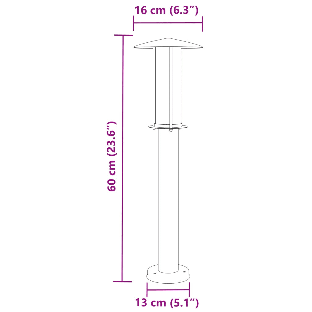vidaXL Lampade da Terra per Esterni 3 pz Nere 60 cm in Acciaio Inox