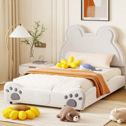 Letto imbottito per bambini a forma di orso 140x200 cm; bianco