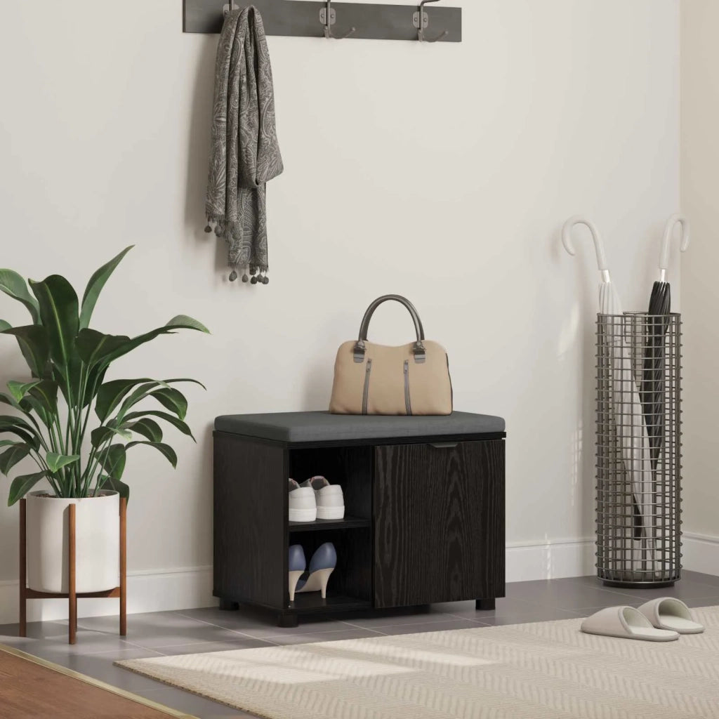 Panca per ingresso con cuscino Rovere Nero 60 x 38 x 46 cm