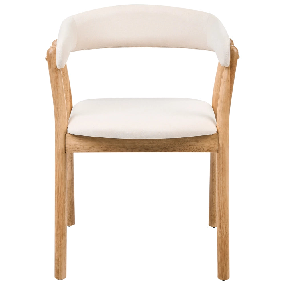Set di 2 sedie da pranzo in legno chiaro e tessuto poliestere bianco sporco Gambe in legno di gomma Stile retrò tradizionale