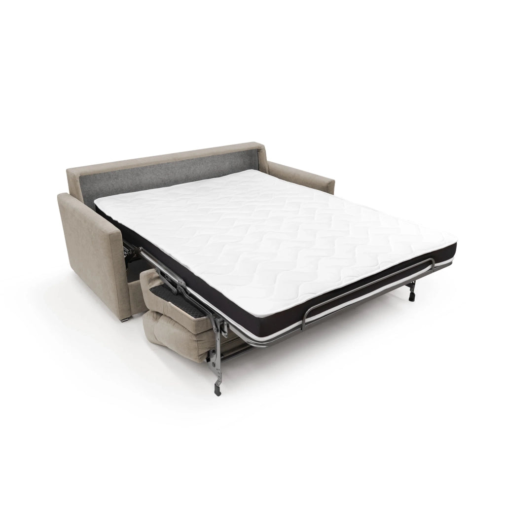 Margot Divano letto matrimoniale con schienale morbido alto in tessuto T02 176 cm (mat. 140x197) beige