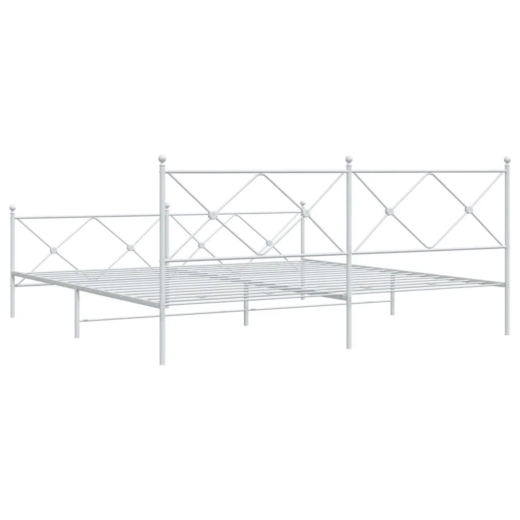 Letto matrimoniale | Letto per adulti | Giroletto con Testiera e Pediera Metallo Bianco 200x200 cm