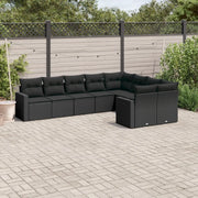 Set Divani da Giardino 9 pz con Cuscini Nero in Polyrattancod mxl 88755