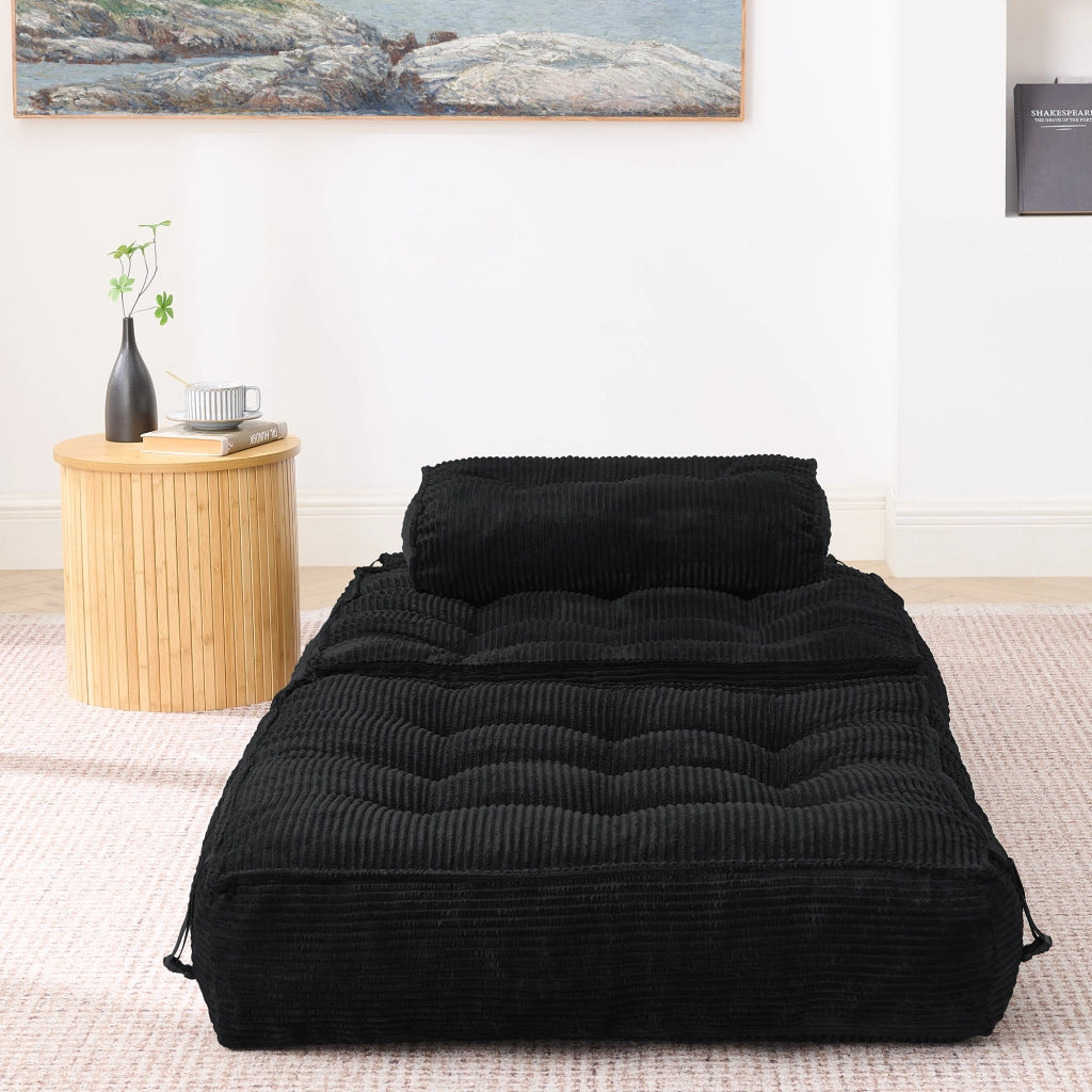 Poltrona letto pieghevole in schiuma con schienale regolabile e funzione salvaspazio per salotto nera 52 × 50 × 30 cm