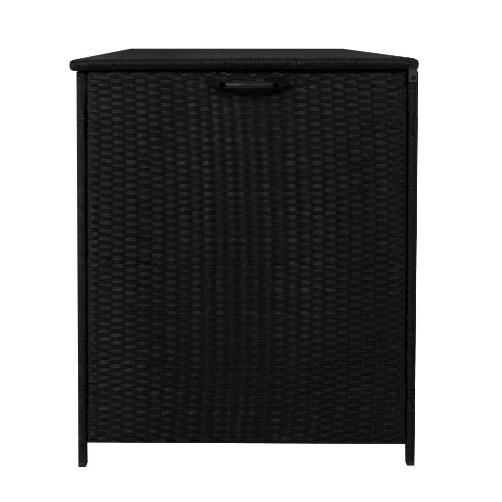 Box Contenitore Rattan Giardino 996L Nero Baule Grande con Rivestimento