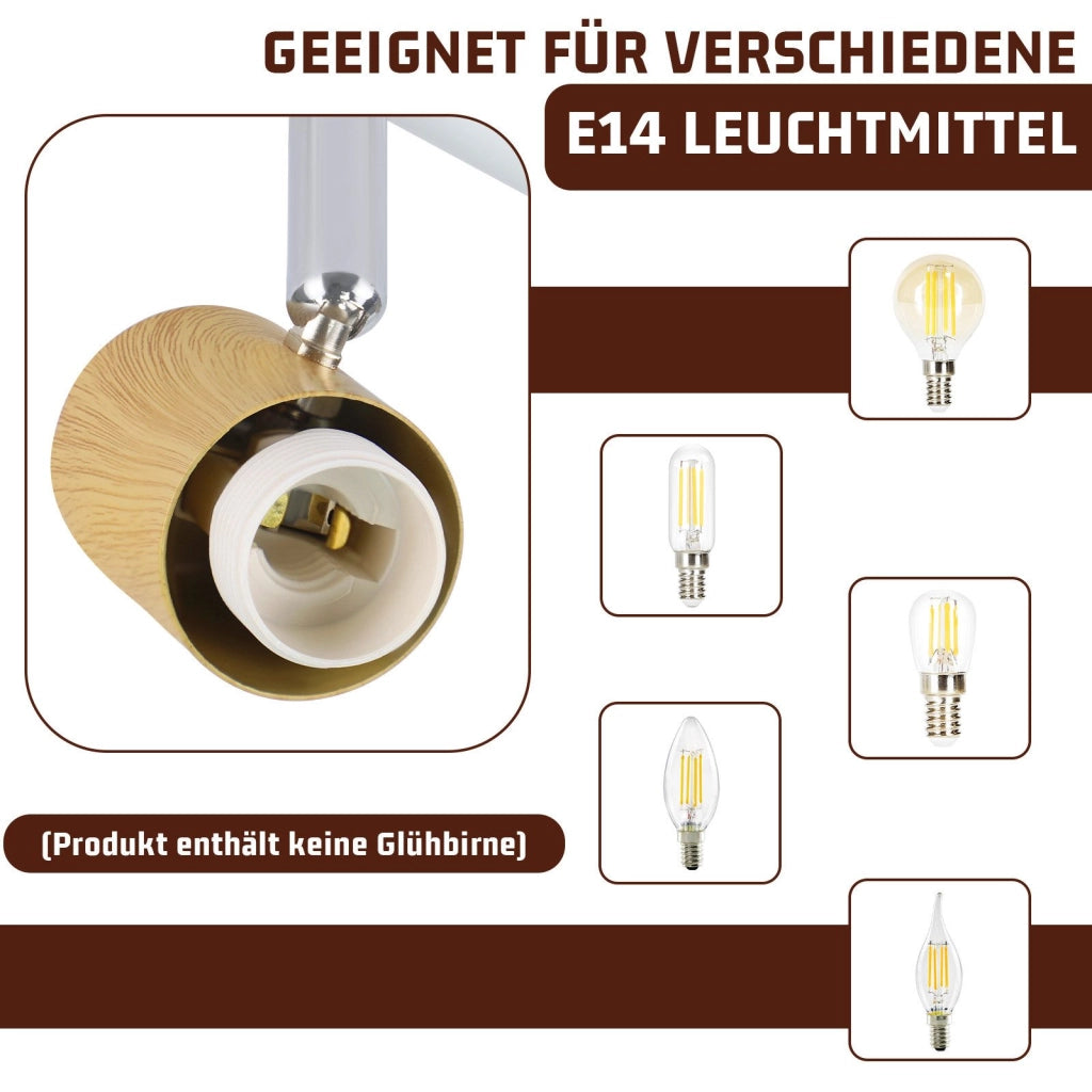 ZMH Faretto da soffitto LED neri E14 plafoniera orientabile 3 fiamme in metallo