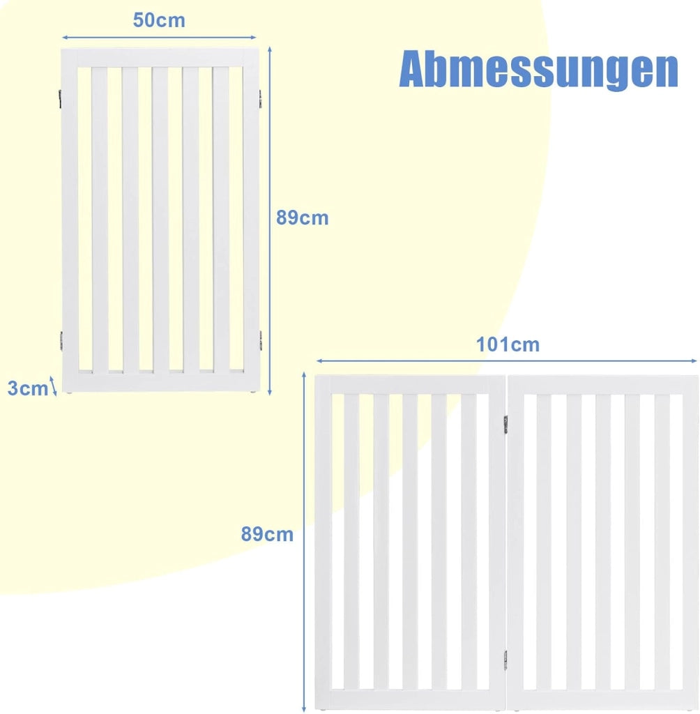 Barriera di sicurezza Cane, Recinzione per scale e porte pieghevoli, per cani e gatti, di piccole e medie dimensioni, per scale, porta, bianco (2 x 89 x 50 cm)
