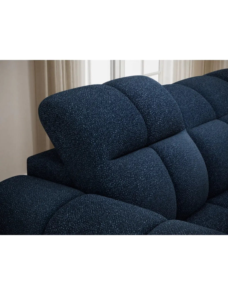 Divano ad angolo elettrico FANOTI 3 posti blu scuro – angolo destro