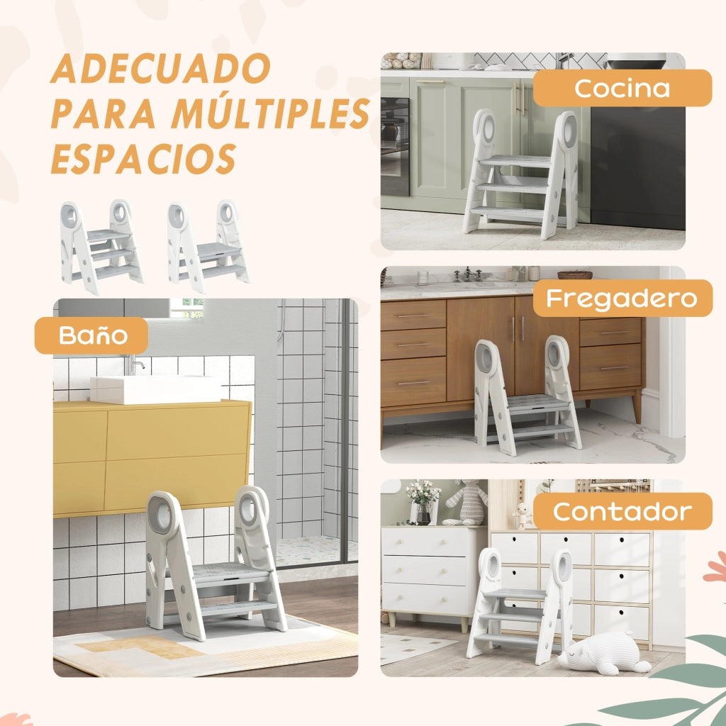 Scala di Apprendimento Regolabile per Bambini ¨C Minimal ¨C Grigio e Bianco 90x40x90