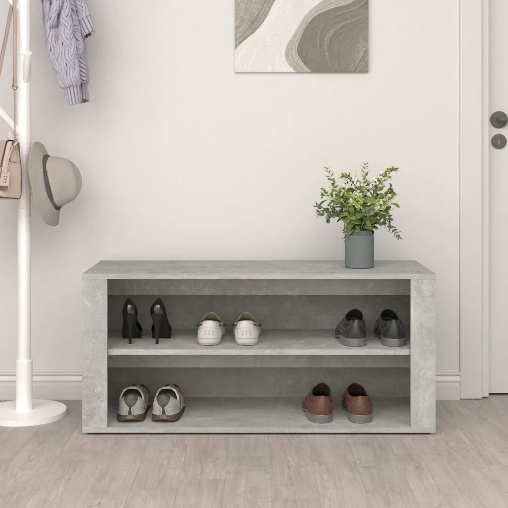Scarpiera-Scaffale per scarpe Grigio Cemento 100x35x45 cm in Legno Multistrato 164468