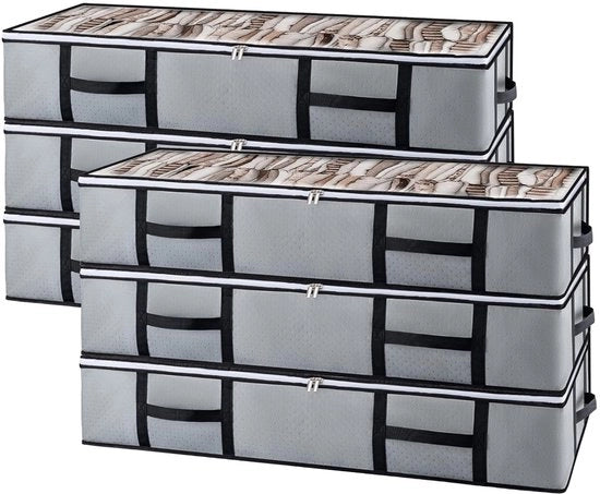 90 litri cassettiera da letto con coperchio - contenitore per coperte - organizzatore di vestiti - 6 pezzi 

Specifiche tecniche: 
- Capacità: 90 litri 
- Modello: 6 pezzi