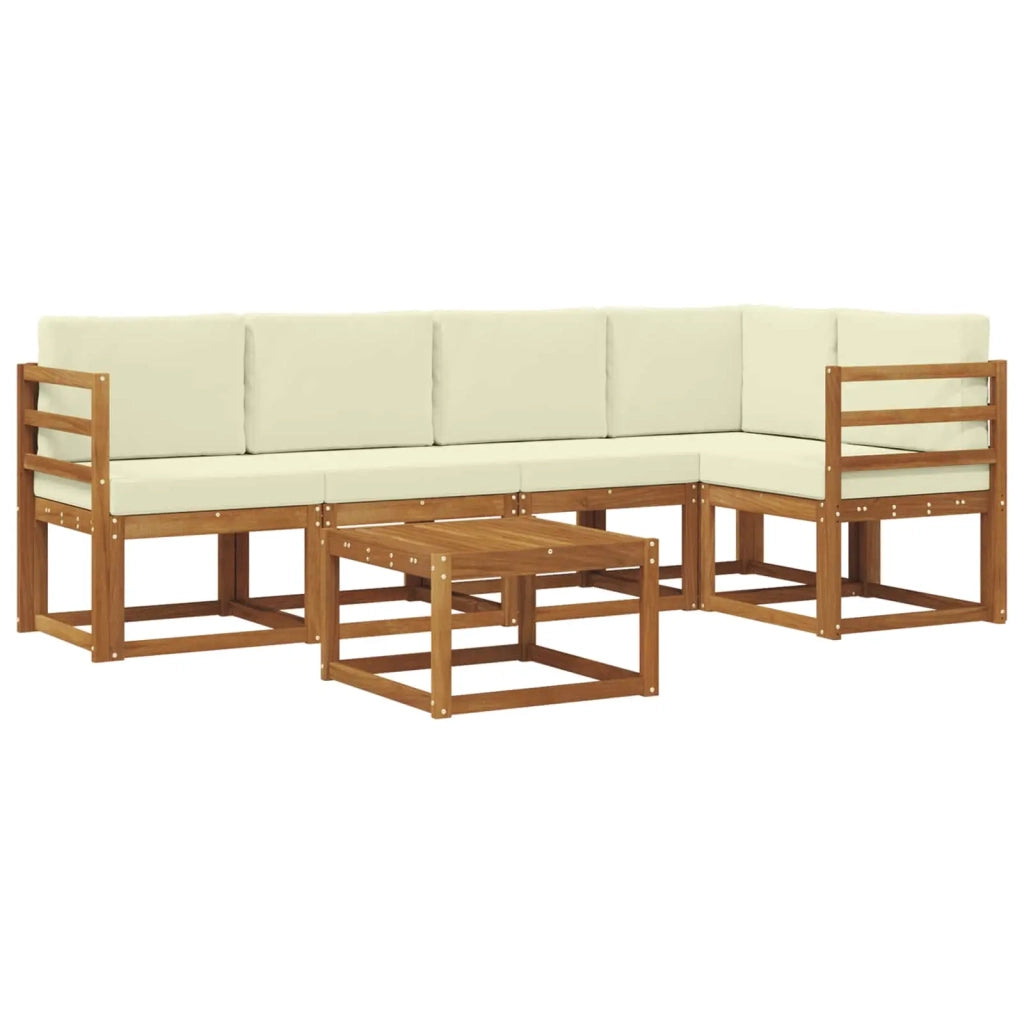 Set di divani da esterno con cuscino 6 pcs Naturale e Crema