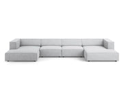 Cosmopolitan Design - Divano panoramico "Arendal" 6 posti in ciniglia con effetto a coste grigio chiaro 