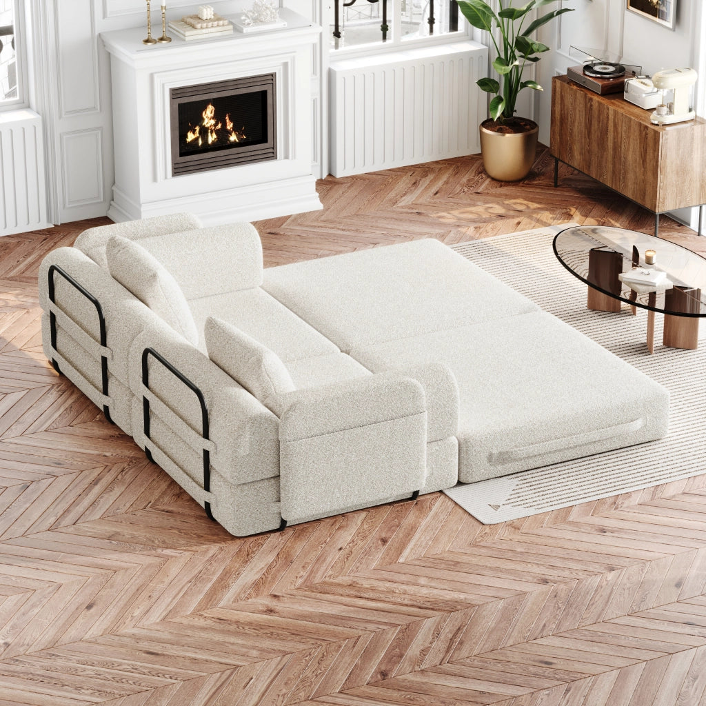 Divano Letto 2 in 1 con Contenitore Bracciolo ¨C Xylo ¨C Struttura Metallo Chenille