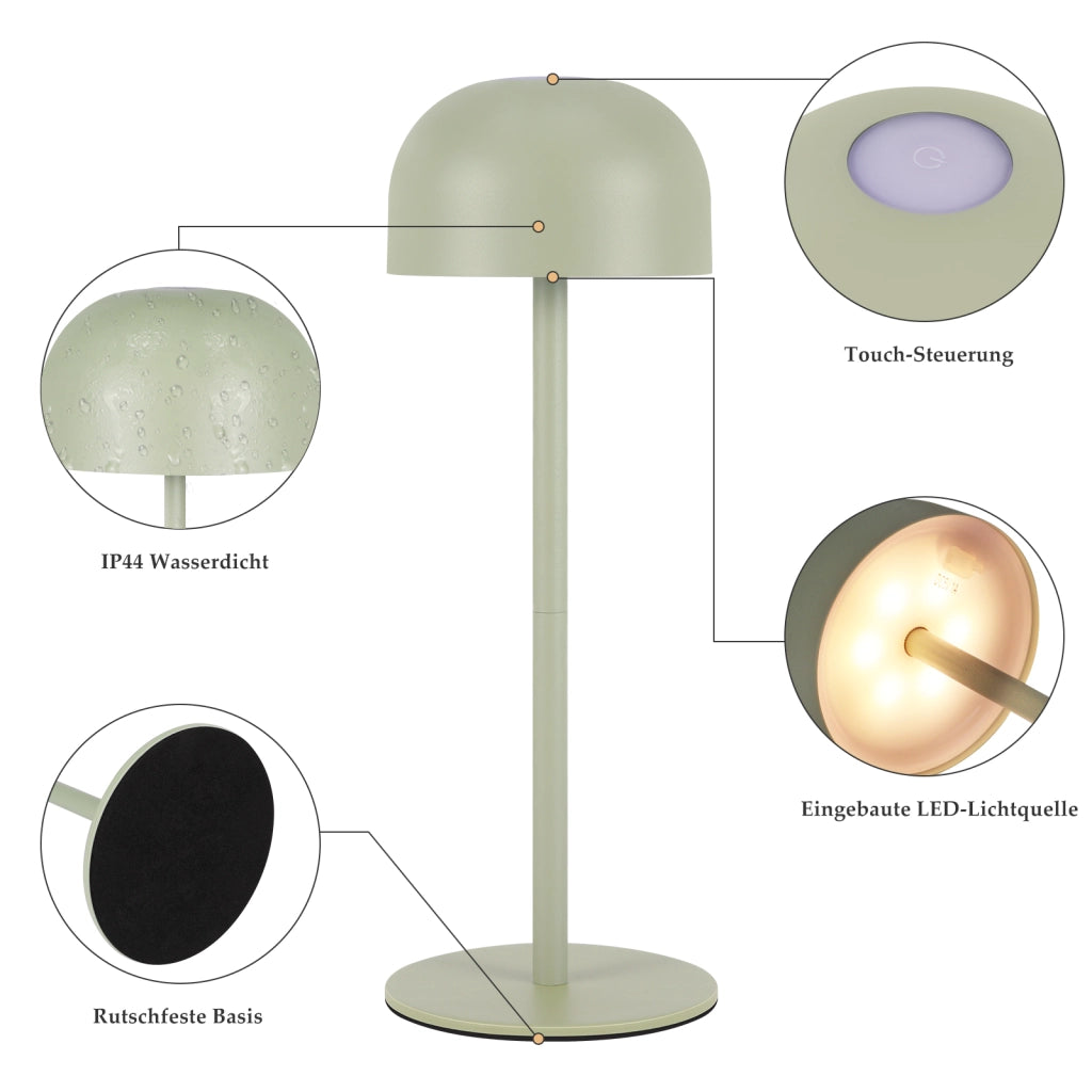 ZMH Lampada da tavolo LED set 2 pezzi verde wireless dimmerabile 3 temperature per camera letto soggiorno
