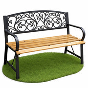 Panchina da giardino nera NERINA con legno laccato e gambe in ghisa larghezza 118 cm